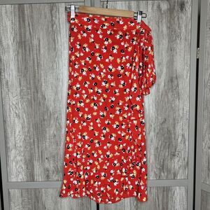 Faithful The Brand Wrap Skirt Red Floral Ruffle Hippie Festival Anthropologie 4